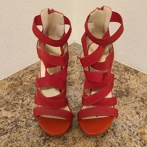Women's Red Strappy Heels